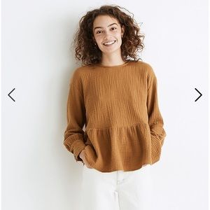 NWOT Madewell Lightspun Button Back Peplum Top